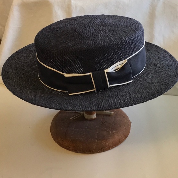Miss Bierner Accessories - NAVY STRAW HAT